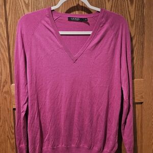 Lauren Ralph Lauren Pink V-Neck Sweater
